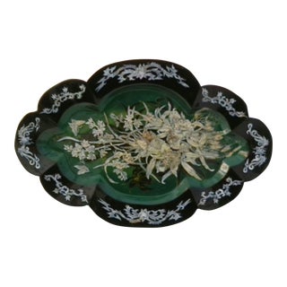 Mid-Century Large Asian Inlaid Lacquer Tray For Sale