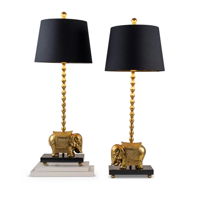 Traditional Royal Gold Elephant Lamp, Set of 2 For Sale - Image 3 of 6