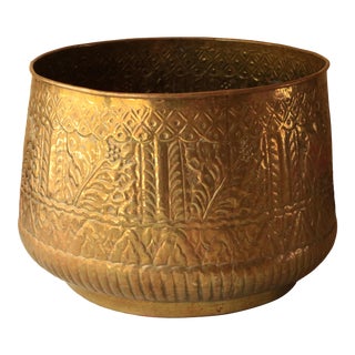 Extra Large Repousse Brass Pot For Sale