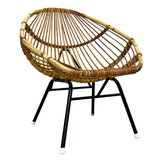 Bamboo and Rattan Chair attributed to Dirk van Sliedrecht for Rohé Noordwolde, 1950s For Sale