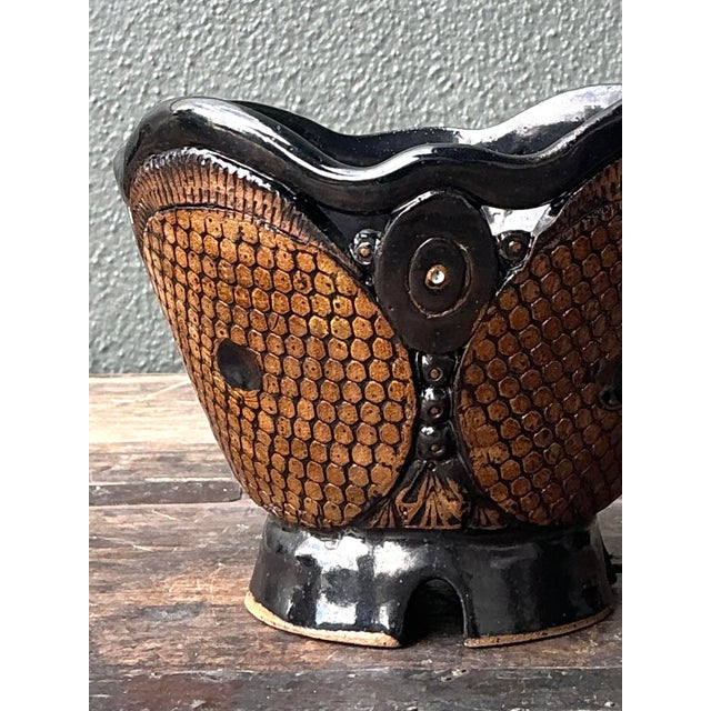Black Vintage Original Studio Pottery Vase For Sale - Image 8 of 12