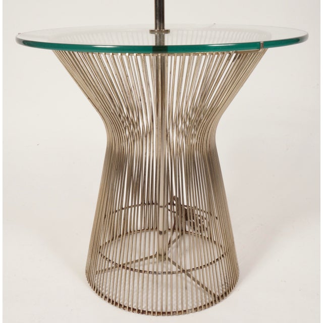 Mid-Century Modern Vintage Floor Lamp Glass Side Table in the Style of Warren Platner for Knoll For Sale - Image 3 of 7
