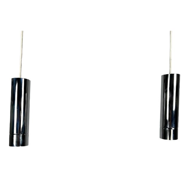 Chrome Pendant Lamps from Stilux Milano, 1970s, Set of 2 For Sale