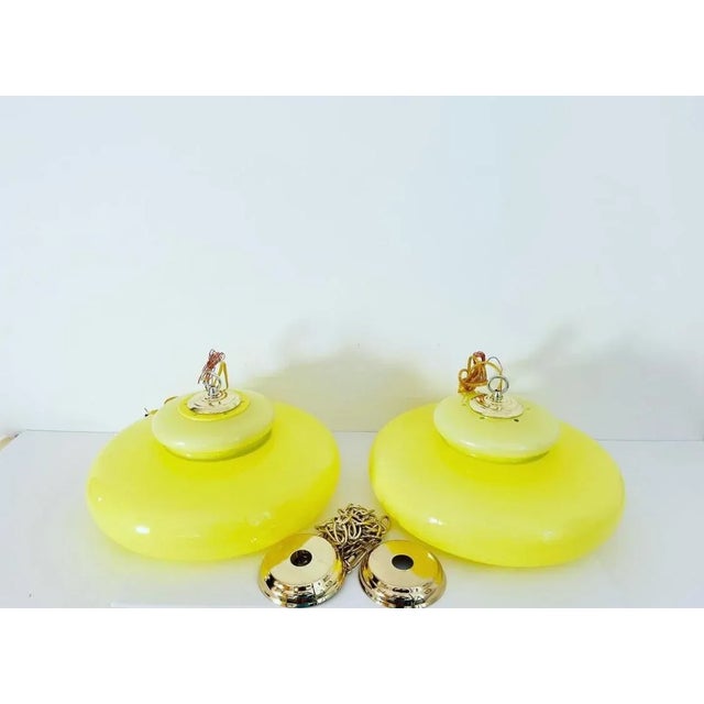 Canary Yellow Italian Modern Pendant Chandelier For Sale - Image 8 of 11