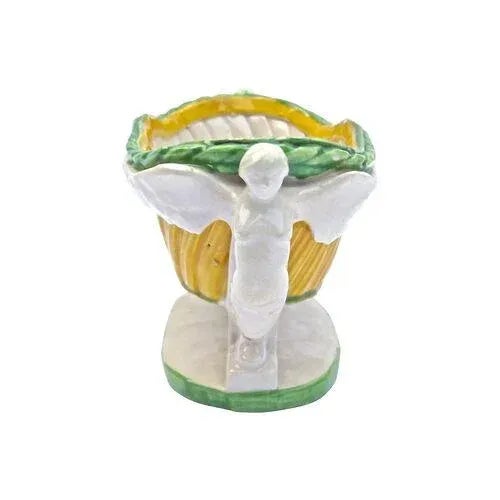 Figurative Vintage Floral Basket & Winged Caryatid Cachepot For Sale - Image 3 of 6