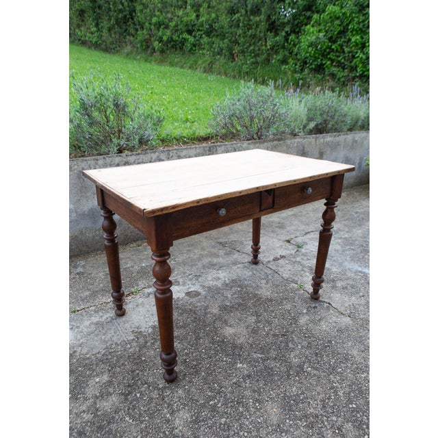 Brown Antique Farmhouse Kitchen Table in Pine, France, 1880-1910 For Sale - Image 8 of 14