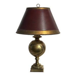 Mid 20th Century Large Gold Neoclassical Hollywood Regency Lamp With Custom Shade