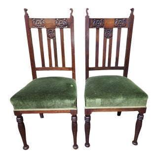 Circa 1900 Art Nouveau Dining Chairs - a Pair For Sale