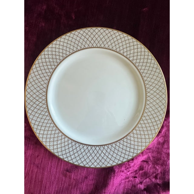 Fitz and Floyd elegant Dynasty pattern, 7 Dinner plates measuring 10.25 inches in diameter. This is fine porcelain in a...