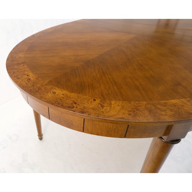 Mid-Century Modern Oval Banded Burl Wood Tapered Legs One Leaf Dining ...