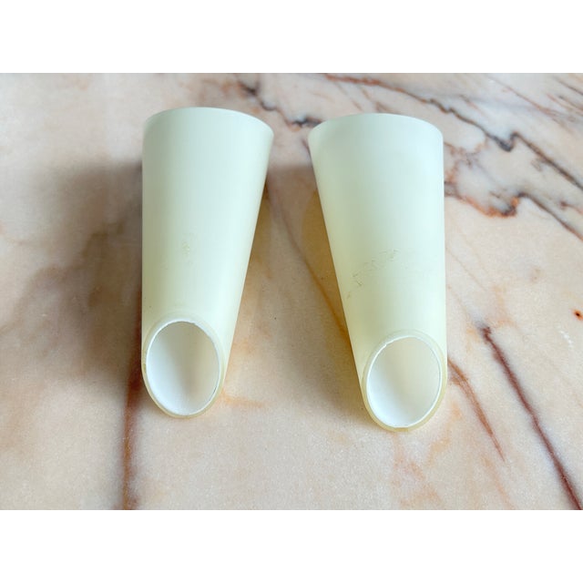 Mid-Century Modern Scandinavian Milk Glass and Brass Wall Lights, Denmark, 1960s, Set of 2 For Sale - Image 10 of 18