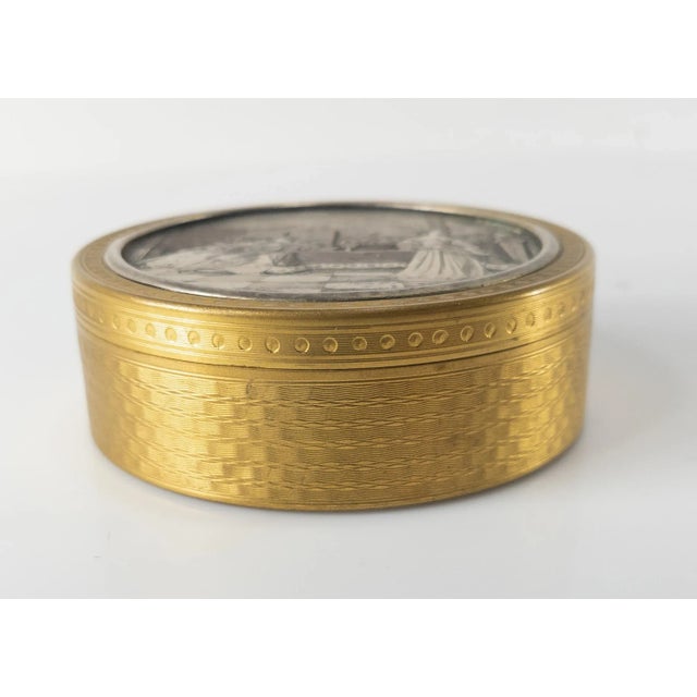 Early 20th Century Machined Brass Table Snuff Box With Silverplate Engraving For Sale - Image 5 of 8