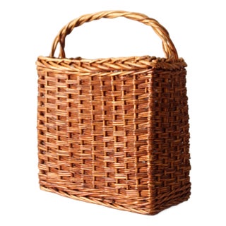 Vintage Wicker Market Basket For Sale
