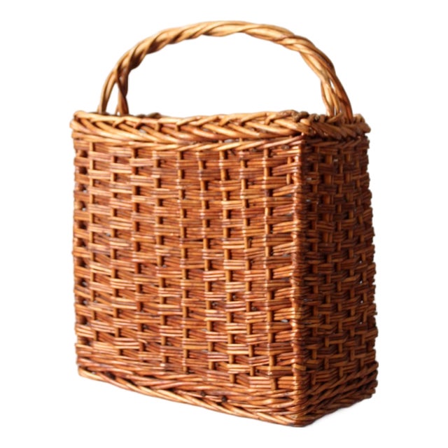 Vintage Wicker Market Basket For Sale