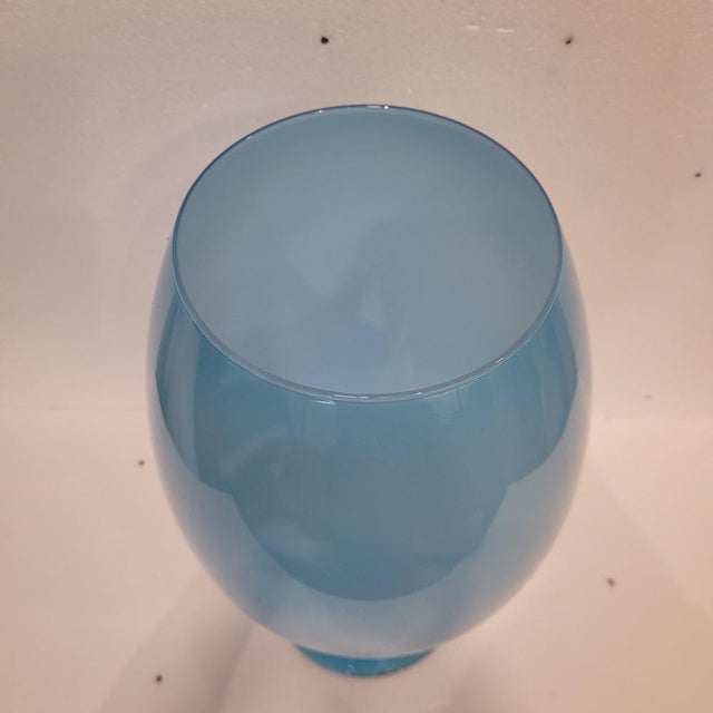 Vintage Italian Opal Blue Crystal Vase, 1970s For Sale - Image 18 of 18