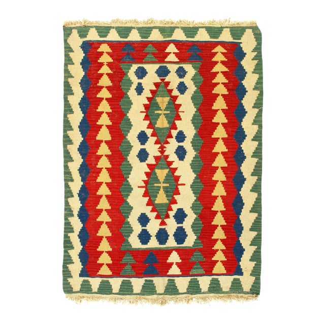 Multi Color Flat Weave Turkish Kilim Rug For Sale