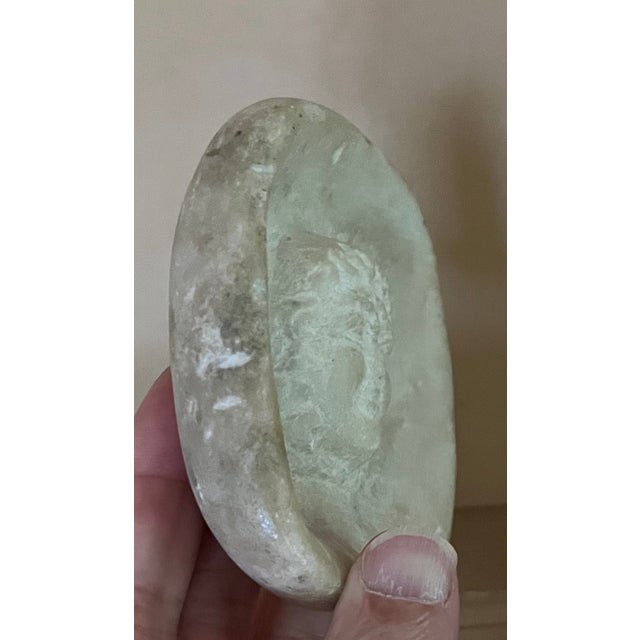 Antique 19th Century Italian Grand Tour Carved White Marble Shallow Vide Poche Dish or Paperweight With Mask Figure For Sale - Image 14 of 16