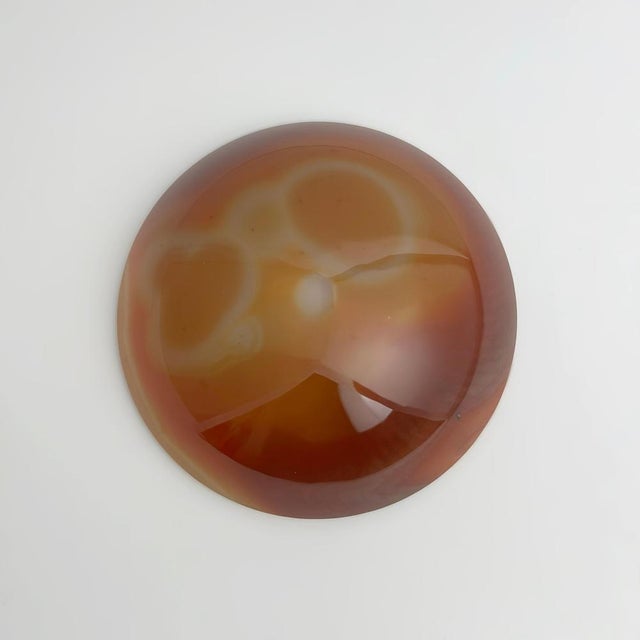 Gold Mid-Century Modern Hand-Carved Carnelian Crystal Bowl, Brazil, 1970s For Sale - Image 8 of 10