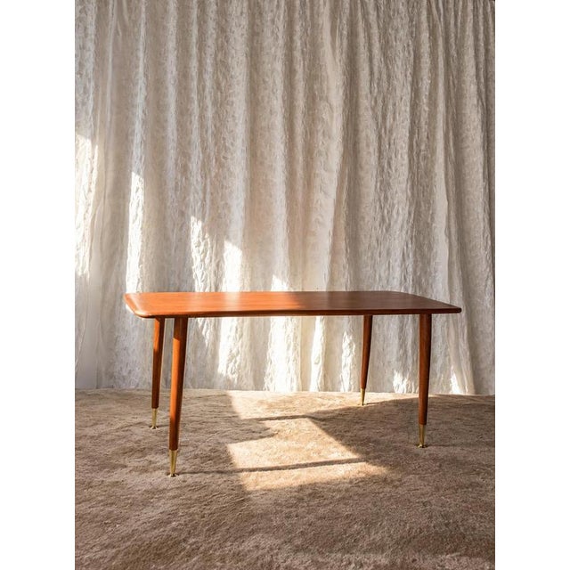 Mid-Century Modern Teak Coffee Table with Brass Feet, Sweden, 1960s For Sale - Image 4 of 12