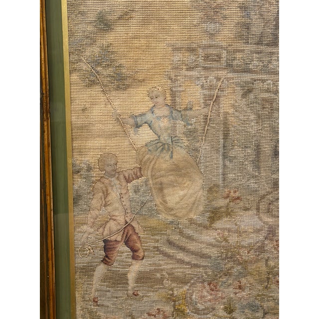 Pair of 19th-Century Figural Needlepoint & Petit Point Pastoral Panels For Sale In Dallas - Image 6 of 16