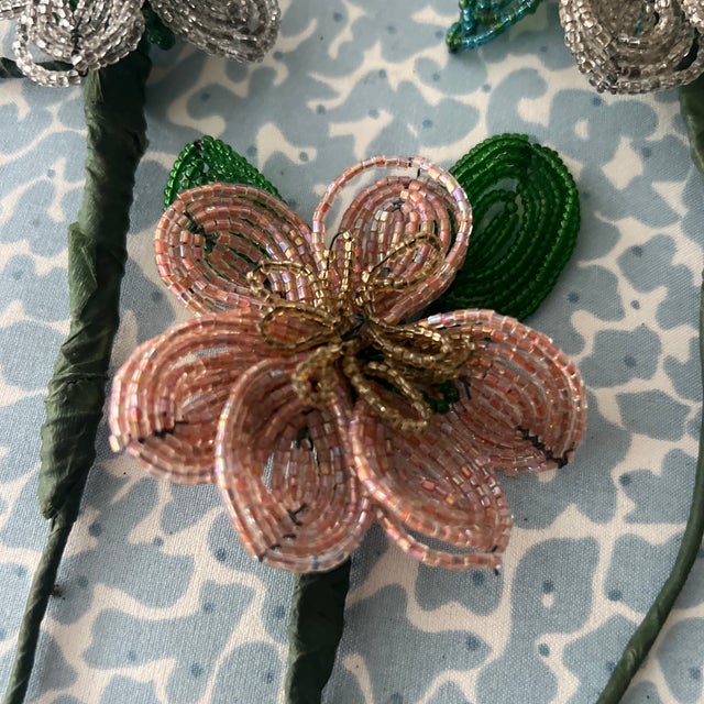 Early 20th Century Vintage French Hand Beaded Flowers For Sale - Image 5 of 9