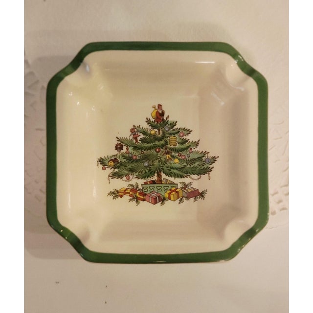 Mid-Century Modern Vintage Spode Christmas Tree Ashtray/Catchall/Trinket Dish Made in England Fine Bone China Holiday Tableware, New-Old Stock in Original Box For Sale - Image 3 of 10