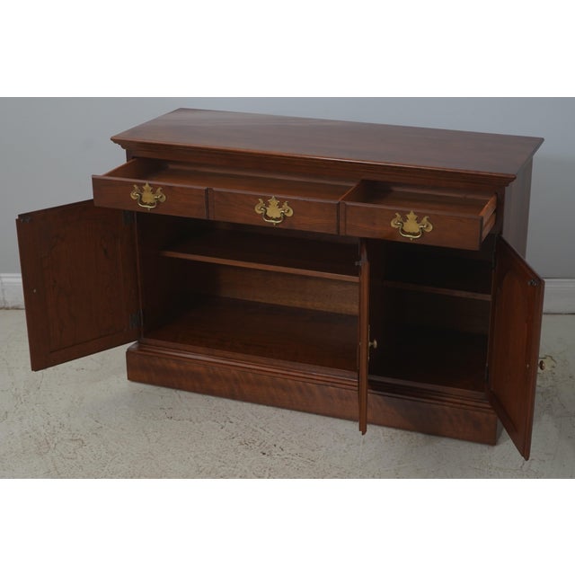 Traditional Stickley Solid Cherry Raised Panel Server Cabinet For Sale - Image 3 of 18