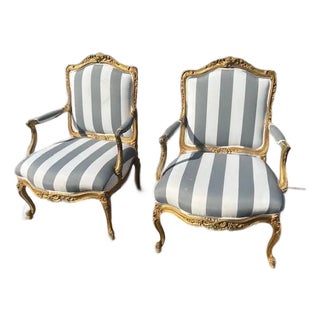 1960s Pair of French Gilt Armchairs For Sale