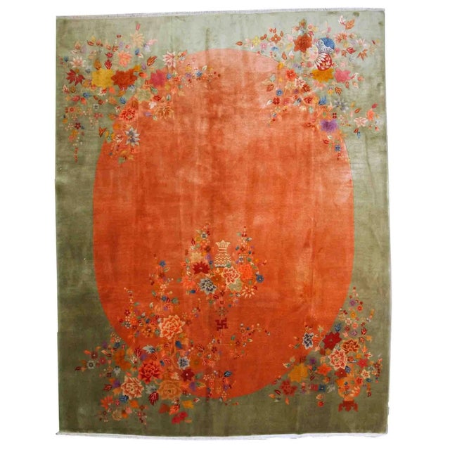 1920s Antique Handmade Art Deco Chinese Rug For Sale - Image 10 of 10