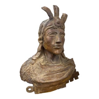 Beautiful Bronze Bust of Meso-American Figure For Sale