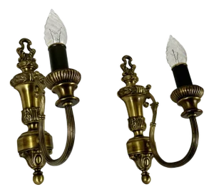 Vintage Classic Style Wall Sconces with Double Arms in Bronze, Set of 2