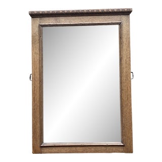 Antique Rustic Wooden Mirror Carved Frame For Sale