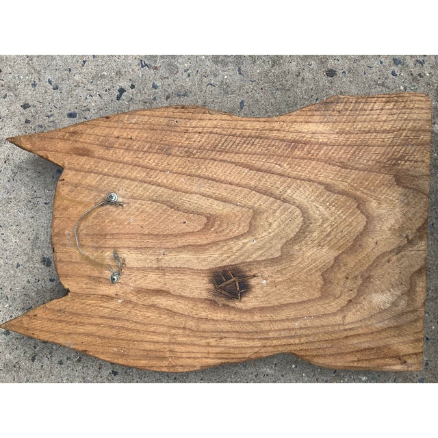 1970s 1970’s Large Carved Wood Owl Folk Art Heavy Wall Plaque Signed For Sale - Image 5 of 6