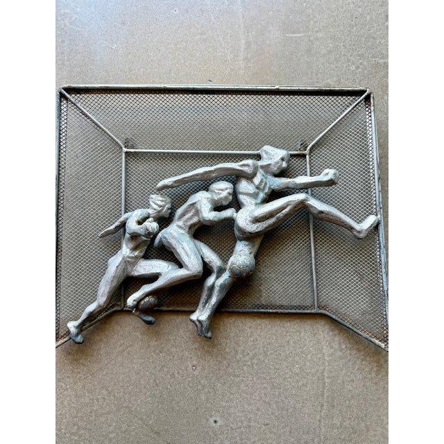 1970s Vintage Brutalist Metal Soccer Wall Sculpture Weinberg Soviet Style Fifa For Sale - Image 5 of 15