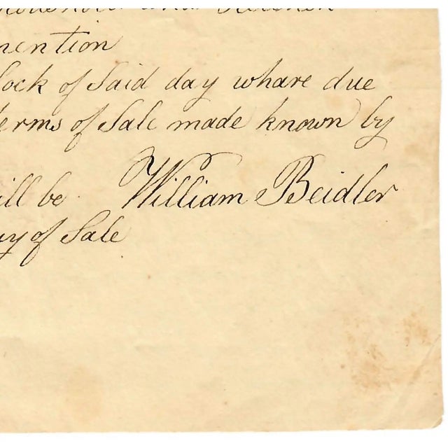 Mid 19th Century 1837 Berks County, Pennsylvania Hand-Penned Auction Broadside – A "Dry" Estate Sale! For Sale - Image 5 of 5