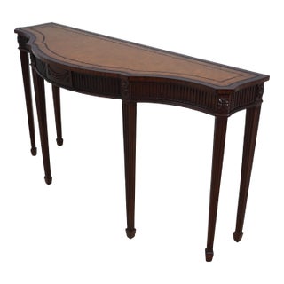 Maitland Smith Regency Style Leather Top Mahogany Console Table For Sale
