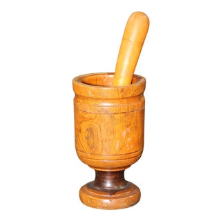 Vintage Wooden Mortar and Pestle, Italy For Sale