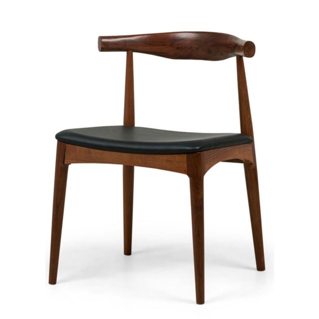 Hans Wegner 12 Walnut and Leather Dining Chair's in the Style of Hans Wegner For Sale - Image 4 of 11