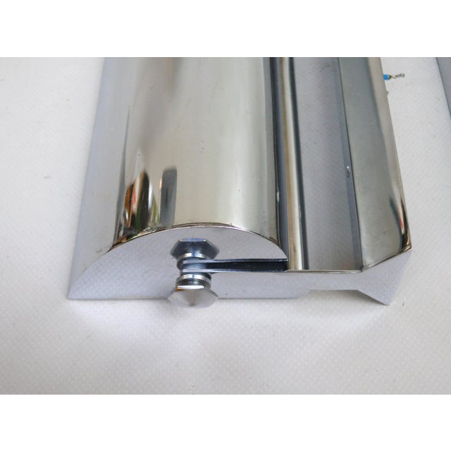 Art Deco Minimalist Chrome-Plated Wall Lights, France, 1920s, Set of 2 For Sale - Image 15 of 16