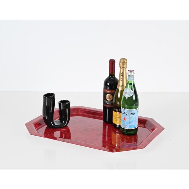 Mid-Century Italian Red Acrylic Serving Tray, 1980s For Sale - Image 6 of 14