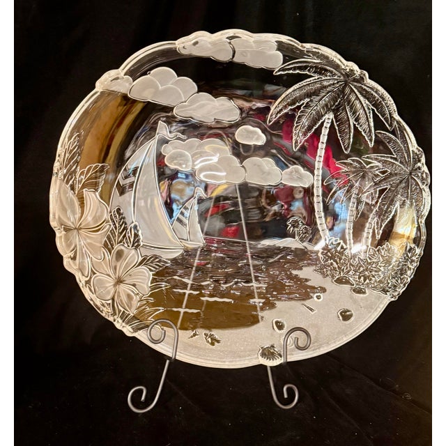 This very large vintage oval crystal platter by Mikasa features the ‘Santa Cruz’ pattern. It showcases an intricately...