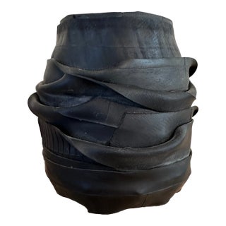 Vintage Outsider Art Brutalist Black Rubber Vase For Sale