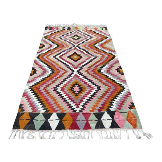 1960's Turkish Flatweave Rug - L 63"x105" For Sale