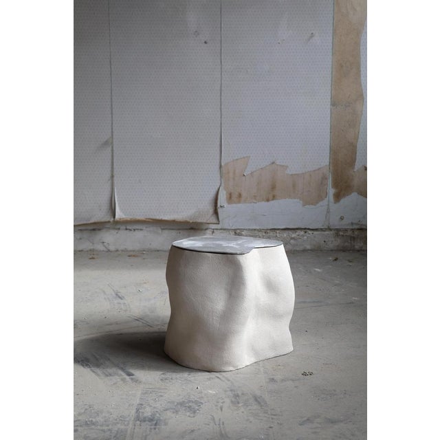 Contemporary Baie Side Table in Chamotte Stoneware and Aluminum by Alice Lahana Studio For Sale - Image 3 of 7