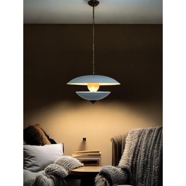 2020s Handcrafted Pearl Look Brass Pendant Light For Sale - Image 5 of 9