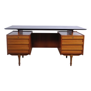 Modern Wooden Desk with Drawers, 1950s For Sale