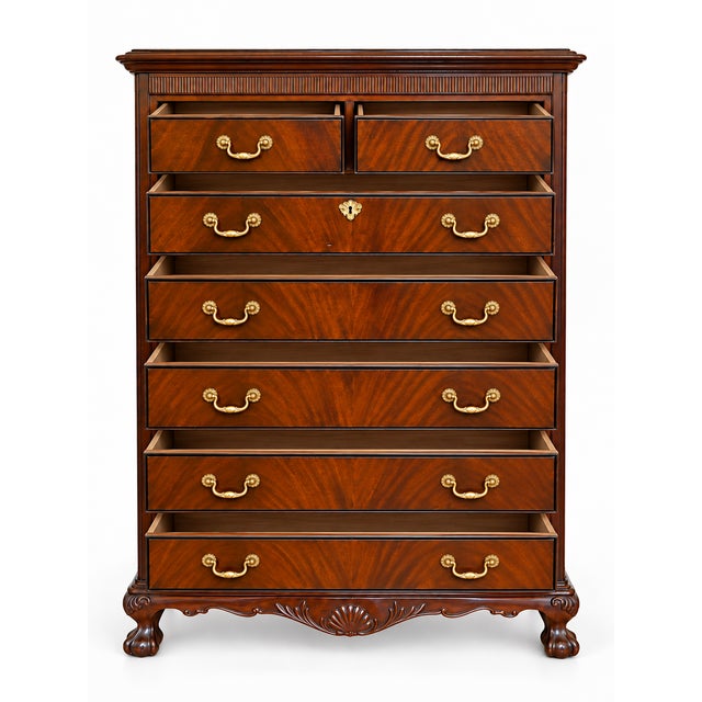 1980s Vintage Drexel Chippendale-Style Seven-Drawer Tall Chest For Sale - Image 5 of 12
