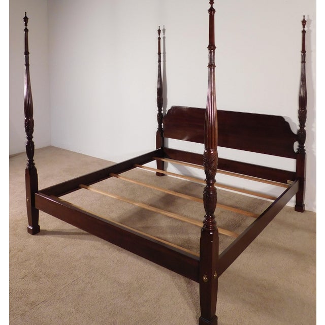 1990s Ethan Allen Georgian Court King Kingsize Dark Cherry #225 Finish Poster Bed#2 For Sale - Image 5 of 17