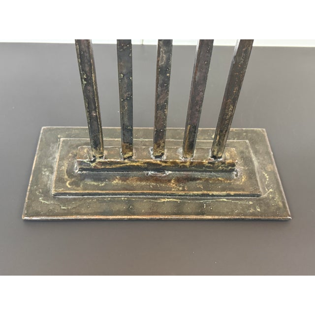 Late 20th Century Tanner Kenzie Sculpted Iron Craftsman Table Lamp For Sale - Image 12 of 12