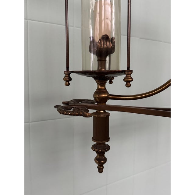 Neoclassical Empire Brass and Glass Chandelier, 1950s For Sale - Image 13 of 18